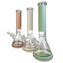 14" GITD Checkered Design Beaker Water Pipe 14MM Female [CZS1020]